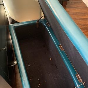Teal leather ottoman storage